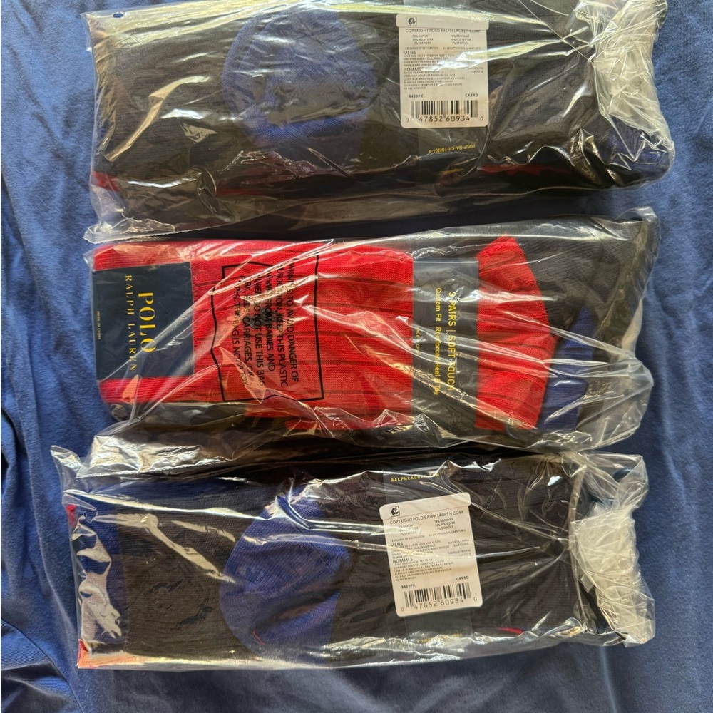 Ralph Lauren Men's Black and Red Athletic Socks
